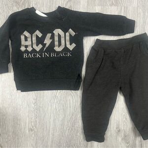 AC/DC Gray Sweatshirt & Sweatpants Set Toddler 12M Unisex Rocker Comfy Biker